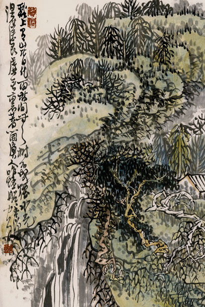 溪澗垂釣圖